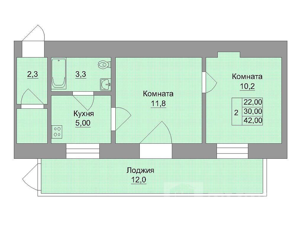 двухкомнатная квартира Центр, район Ульяновская Фото 48