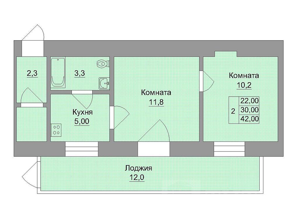 двухкомнатная квартира Центр, район Ульяновская Фото 27