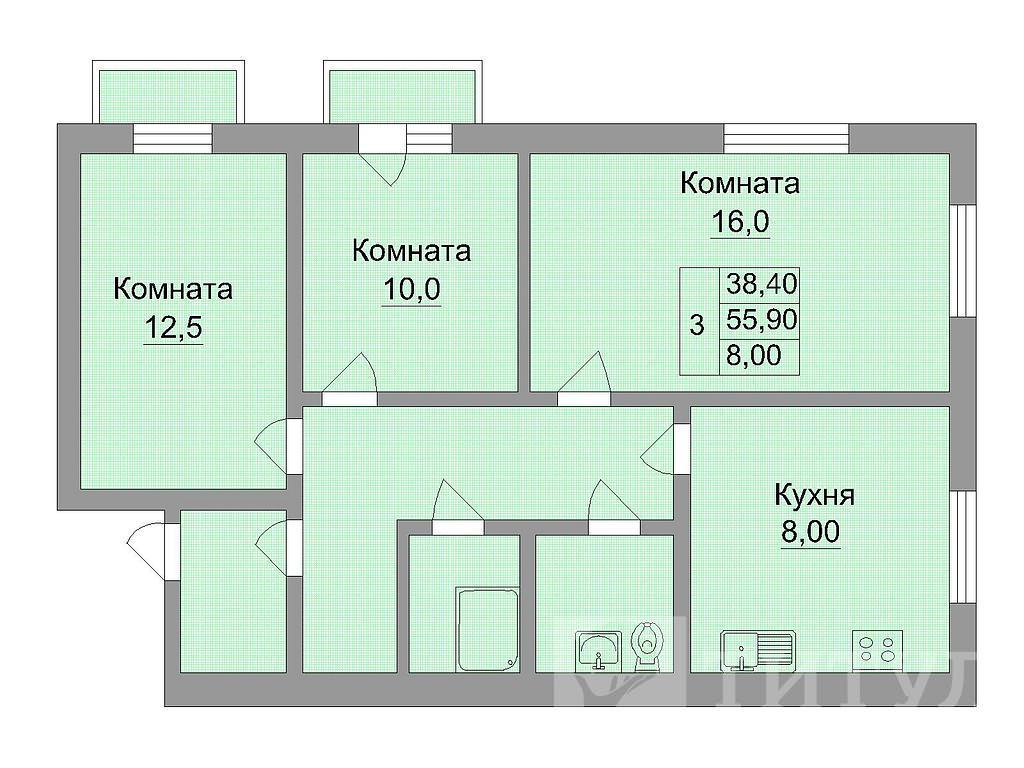 трехкомнатная квартираЛенина, район Страны Советов Ленина Фото 5
