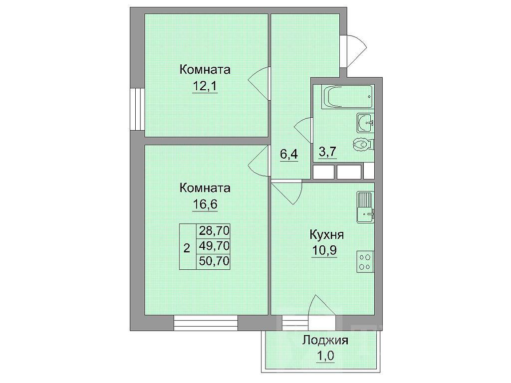 двухкомнатная новостройка Центр, район Фото 1