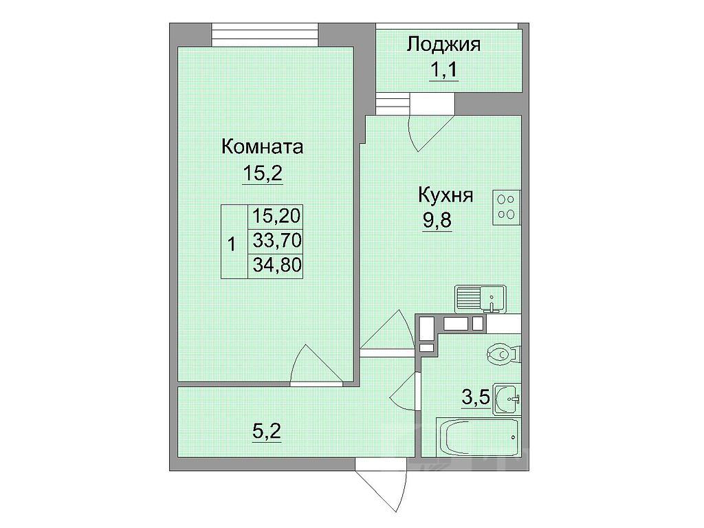 однокомнатная новостройка Центр, район Нансена Шеболдаева Фото 1