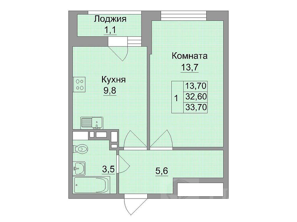однокомнатная новостройка Центр, район Нансена Шеболдаева Фото 1