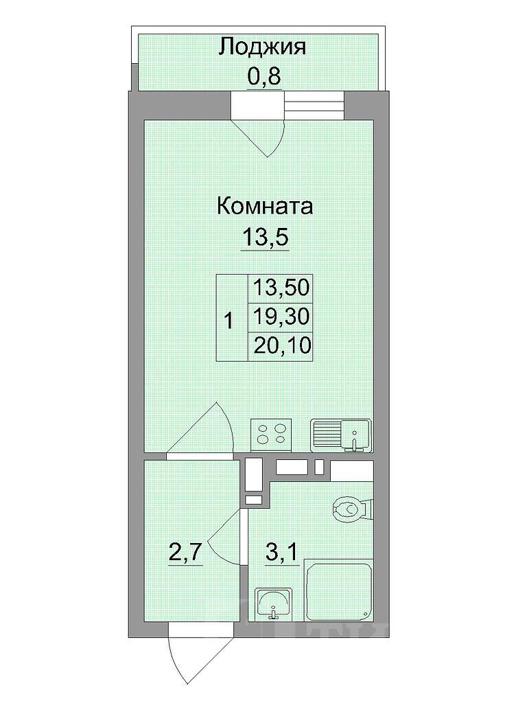 однокомнатная новостройка Центр, район Нансена Шеболдаева Фото 1