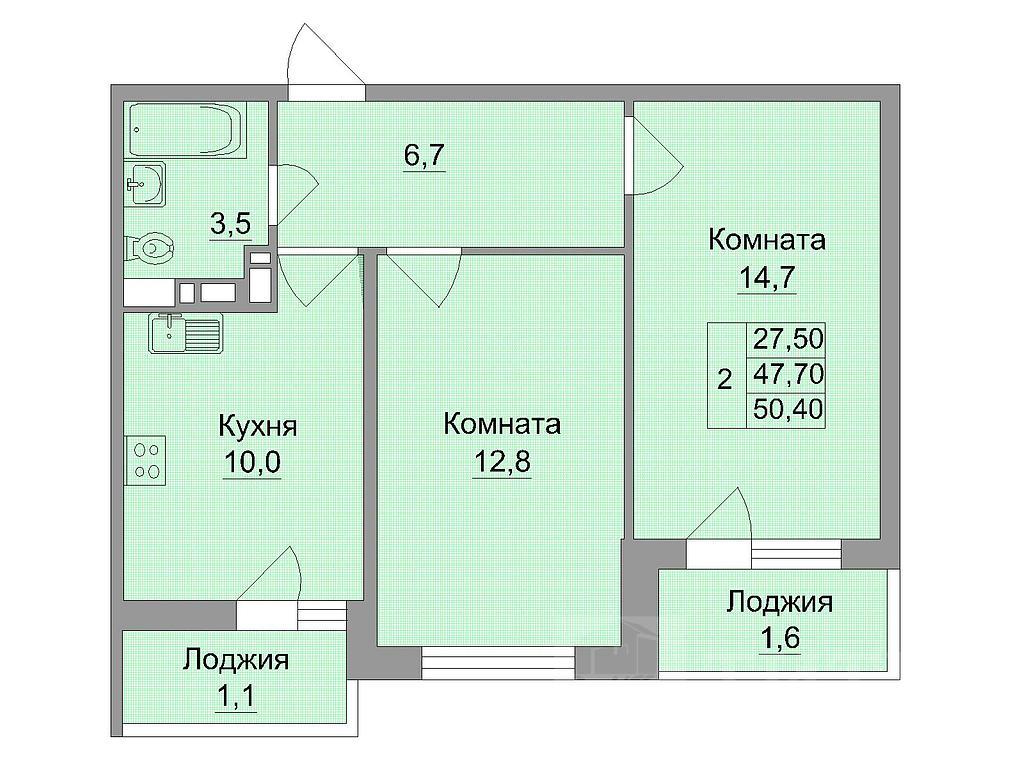 двухкомнатная новостройка Центр, район Фото 1