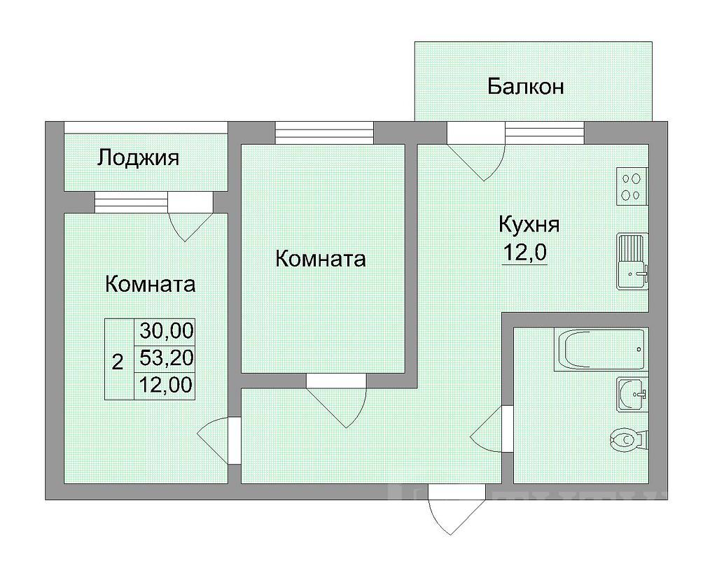 двухкомнатная квартираСуворовский, район Петренко Фото 54
