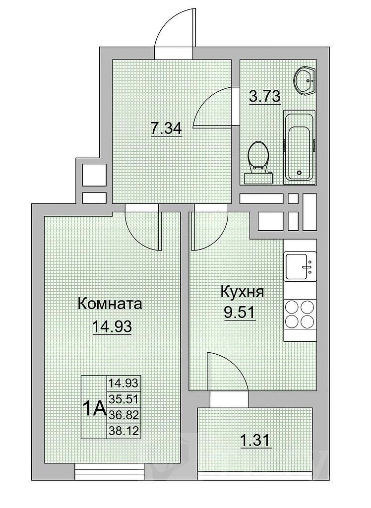 однокомнатная новостройкаНагибина, район  Фото 1