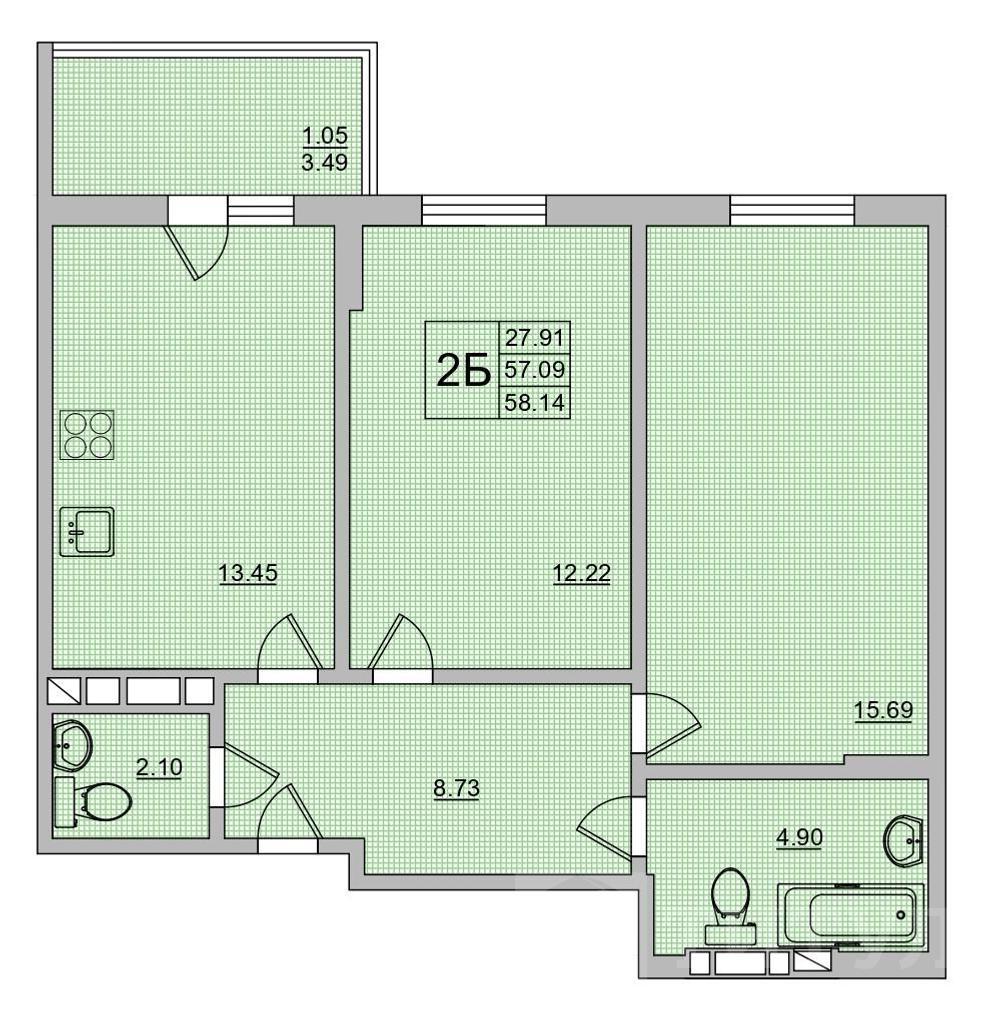 однокомнатная новостройкаСоветский р-н, район Фото 1