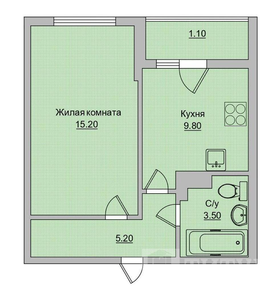 однокомнатная новостройка Центр, район  Фото 1