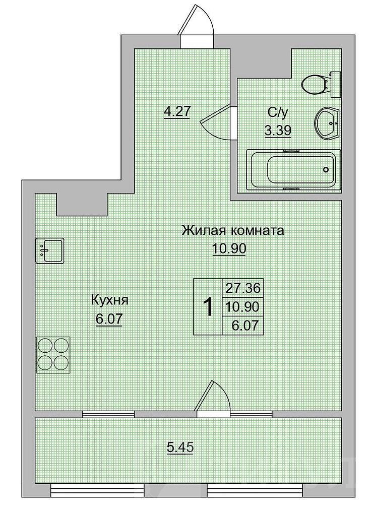 однокомнатная новостройкаг.Батайск, район 1-й Пятилетки Фото 1