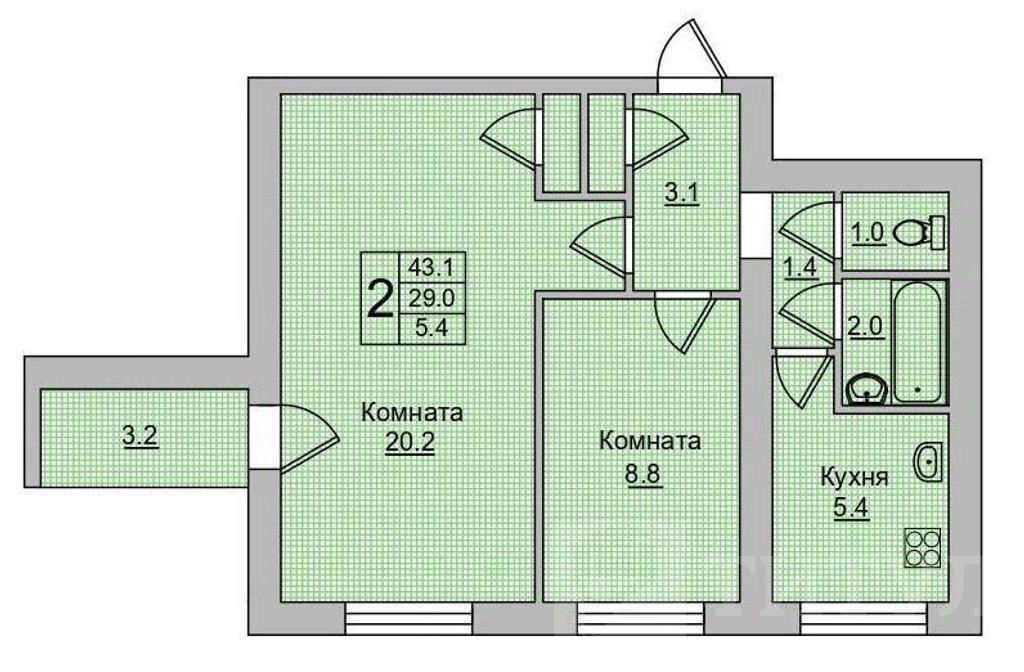 двухкомнатная квартира Центр, район Соколова Фото 50