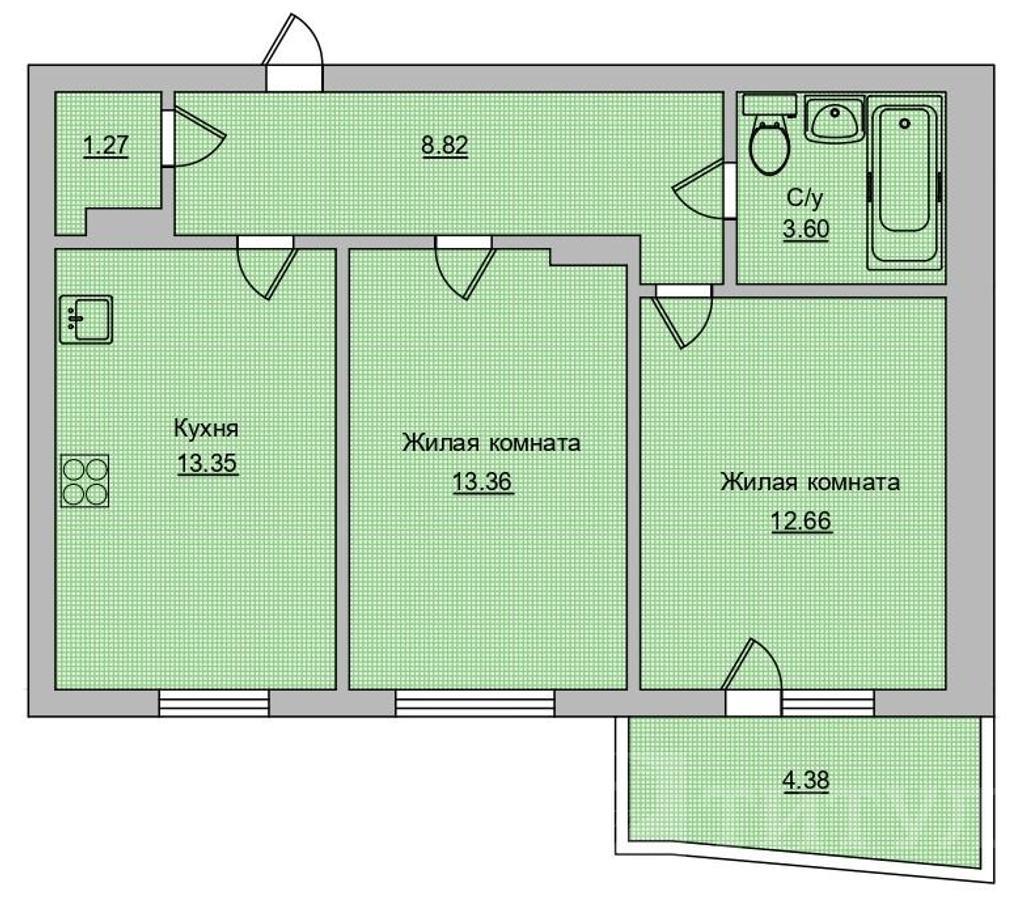 двухкомнатная новостройкаНагибина, район  Фото 1