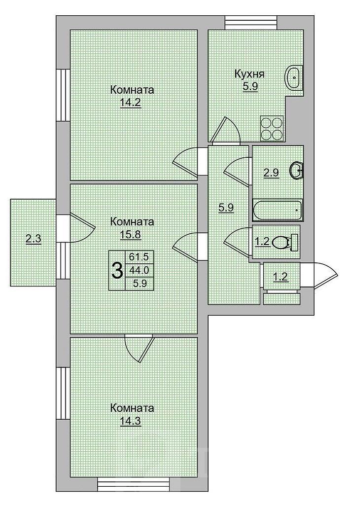 трехкомнатная квартираЛенина, район Погодина Фото 23