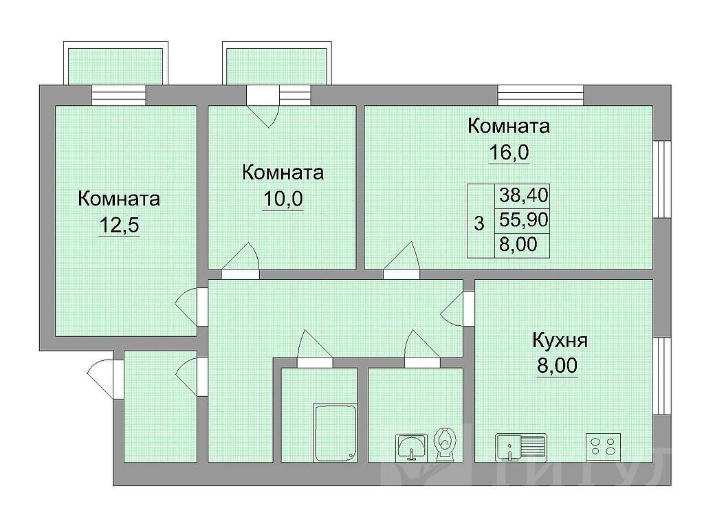 трехкомнатная квартираЛенина, район Страны Советов Ленина Фото 40