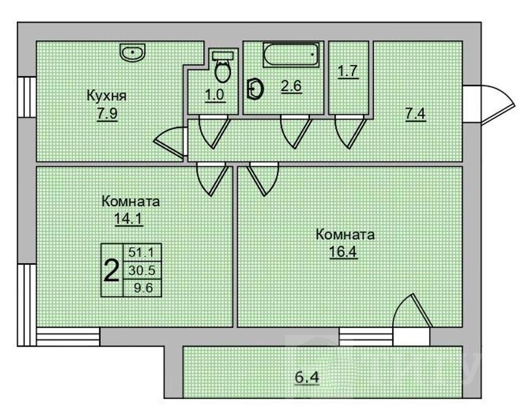двухкомнатная квартираг.Батайск, район  Фото 21