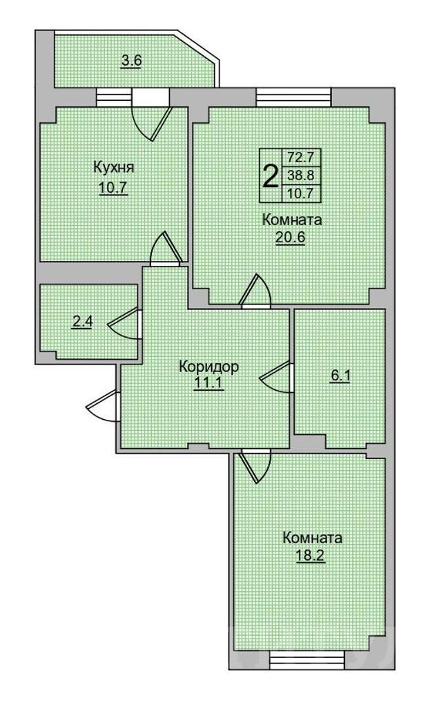 двухкомнатная квартираЗЖМ, район  Фото 27