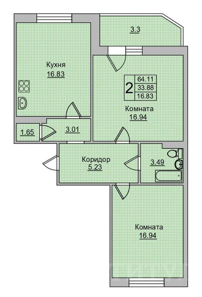 двухкомнатная квартираСуворовский, район  Фото 40