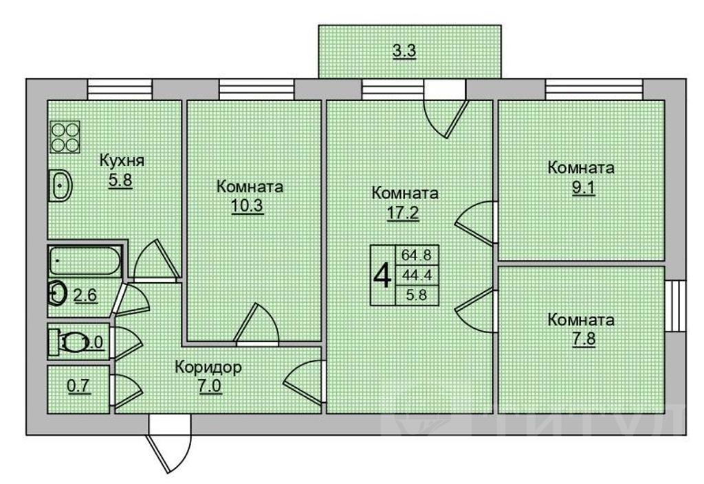 четырехкомнатная квартираСЖМ, район  Фото 10