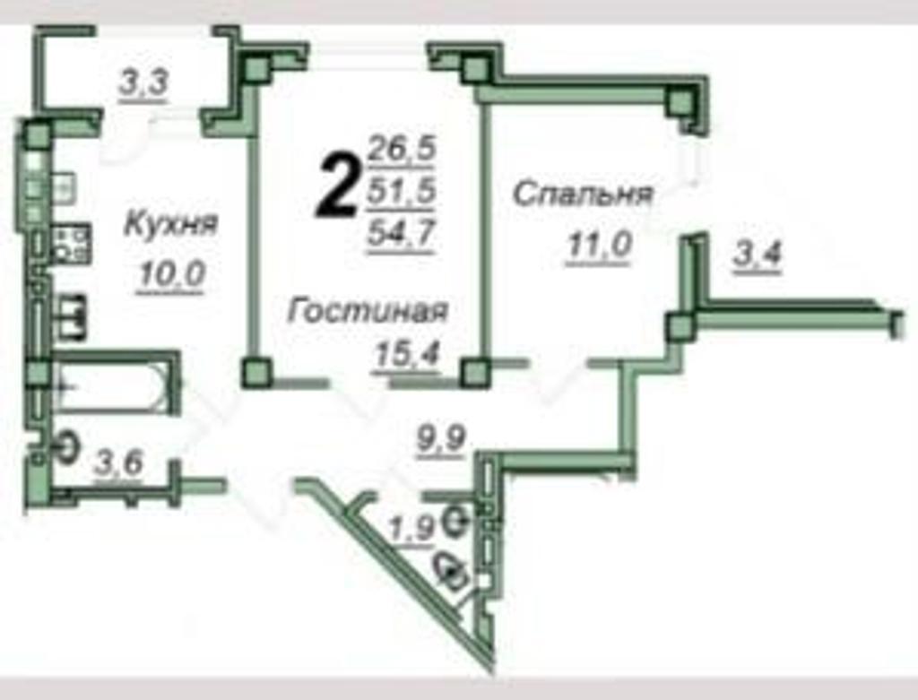 двухкомнатная квартираг.Батайск, район  Фото 43