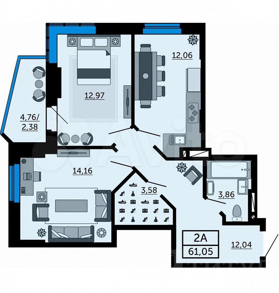 двухкомнатная квартираНахичевань, район  Фото 17
