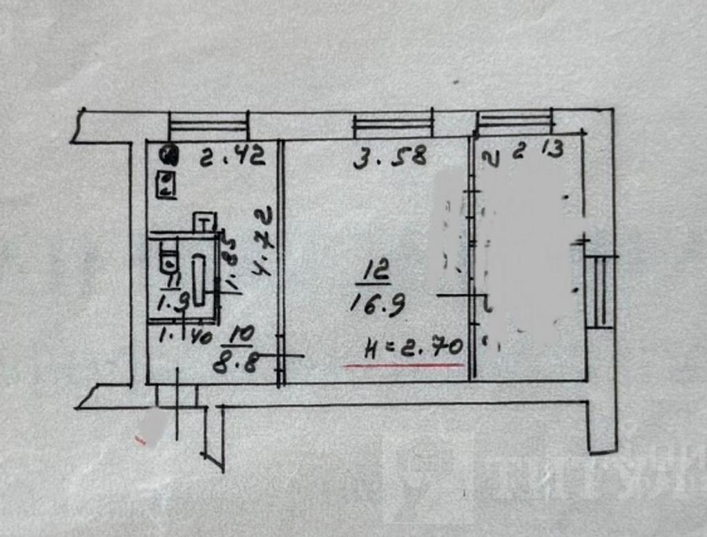 двухкомнатная квартира, район  Фото 16