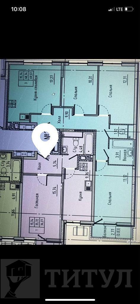 трехкомнатная квартира, район Фото 13