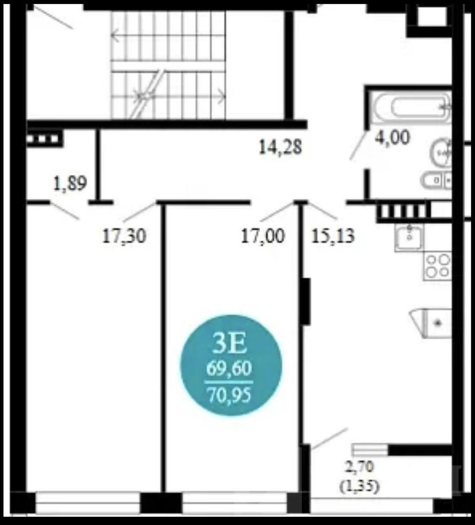 трехкомнатная квартира, район  Фото 2