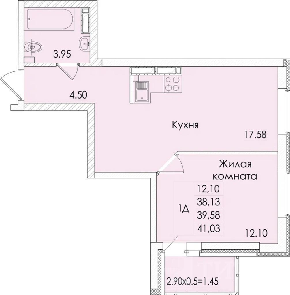 однокомнатная квартира, район Фото 9