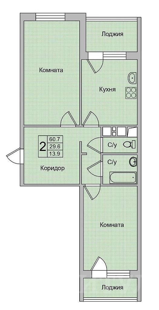 двухкомнатная квартираСуворовский, район Фото 17