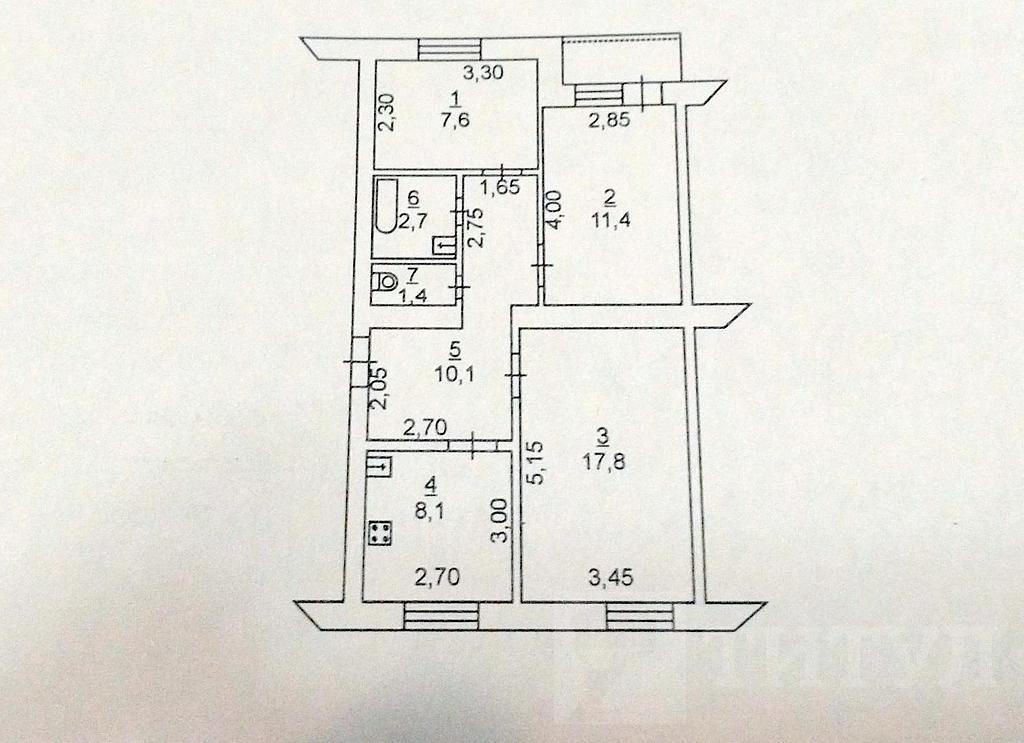 трехкомнатная квартираг.Батайск, район Фото 22