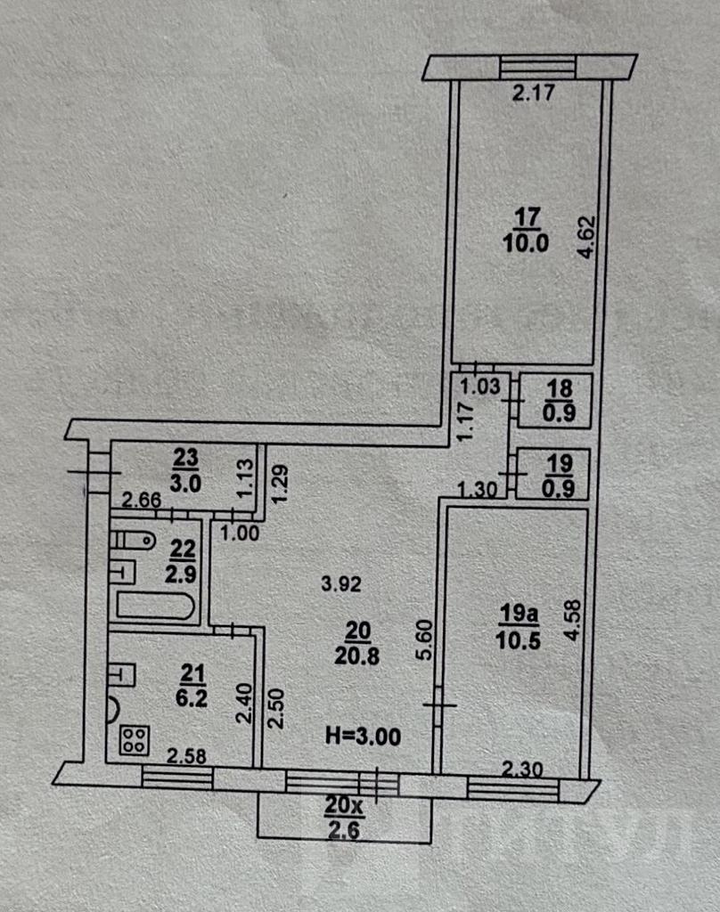 трехкомнатная квартира, район  Фото 8