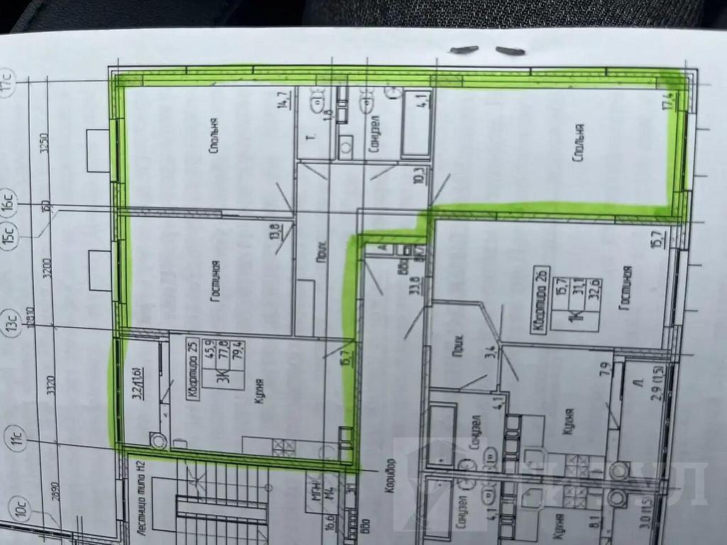 трехкомнатная квартира, район  Фото 15