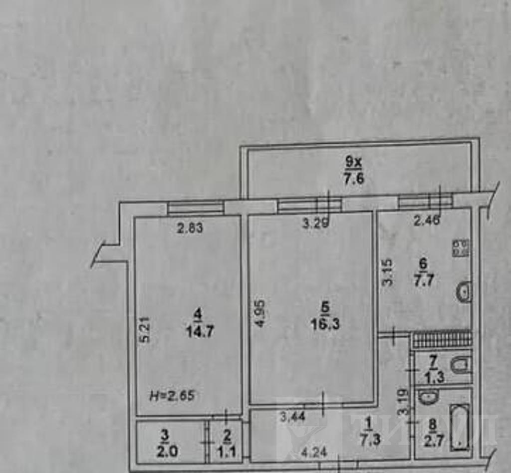 двухкомнатная квартира, район  Фото 13