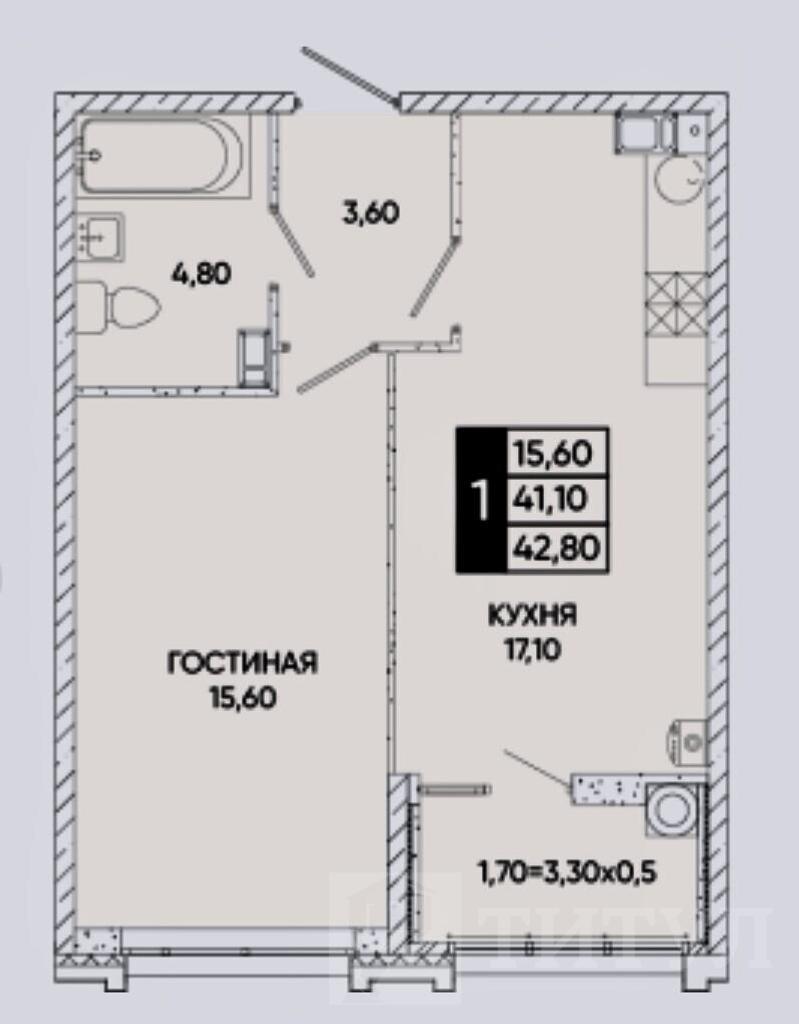 однокомнатная квартира, район Фото 30