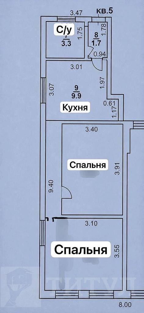 двухкомнатная квартира, район  Фото 14